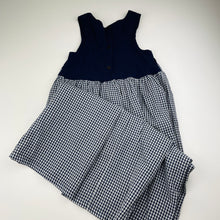 Load image into Gallery viewer, Girls Ladybird, vintage navy gingham maxi dress, made in Australia, EUC, size 7, L: 81cm