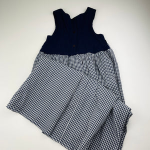 Girls Ladybird, vintage navy gingham maxi dress, made in Australia, EUC, size 7, L: 81cm