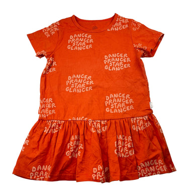 Girls Olive and the Captain, orange stretch cotton t-shirt dress, GUC, size 4, L: 47cm