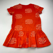Load image into Gallery viewer, Girls Olive and the Captain, orange stretch cotton t-shirt dress, GUC, size 4, L: 47cm