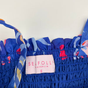 Girls SEAFOLLY, lined lightweight cotton summer dress, EUC, size 6, L: 64cm