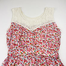 Load image into Gallery viewer, Girls SWEET &amp; SOUR, lightweight floral cotton &amp; lace summer dress, EUC, size 10, L: 73cm