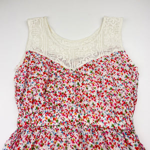 Girls SWEET & SOUR, lightweight floral cotton & lace summer dress, EUC, size 10, L: 73cm