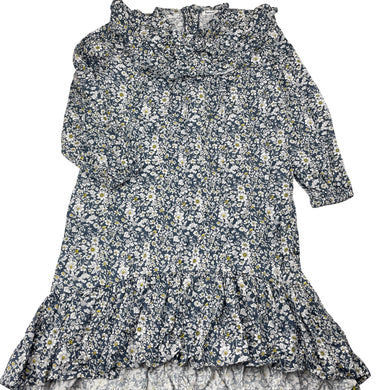 Girls TWINKIDS, floral cotton long sleeve dress, armpit to armpit: 34cm, shoulder to cuff: 40cm, EUC, size 5-6, L: 66cm at front