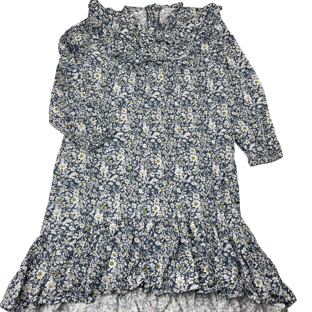 Girls TWINKIDS, floral cotton long sleeve dress, armpit to armpit: 34cm, shoulder to cuff: 40cm, EUC, size 5-6, L: 66cm at front