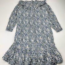 Load image into Gallery viewer, Girls TWINKIDS, floral cotton long sleeve dress, armpit to armpit: 34cm, shoulder to cuff: 40cm, EUC, size 5-6, L: 66cm at front