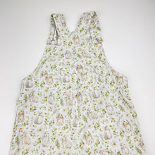 Load image into Gallery viewer, Girls lightweight, cotton overalls, rabbits, (no labels), shoulder to crotch: 42cm, EUC, size 1,  
