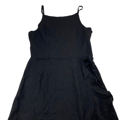 Girls Seed, black linen / viscose summer dress, EUC, size 16, L: 82cm