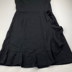 Girls Seed, black linen / viscose summer dress, EUC, size 16, L: 82cm