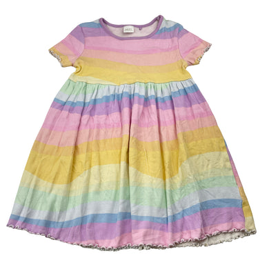 Girls Next, ribbed, rainbow stripe casual dress, EUC, size 3-4, L: 50cm