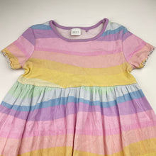 Load image into Gallery viewer, Girls Next, ribbed, rainbow stripe casual dress, EUC, size 3-4, L: 50cm