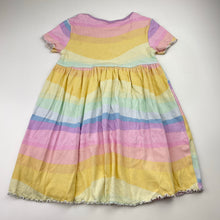 Load image into Gallery viewer, Girls Next, ribbed, rainbow stripe casual dress, EUC, size 3-4, L: 50cm