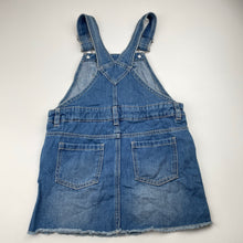 Load image into Gallery viewer, Girls Target, blue denim overalls dress / pinafore, EUC, size 4, L: 55cm