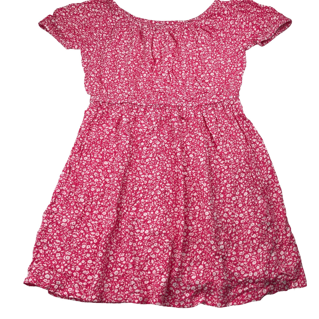Girls Anko, pink & white floral viscose dress, EUC, size 12, L: 67cm