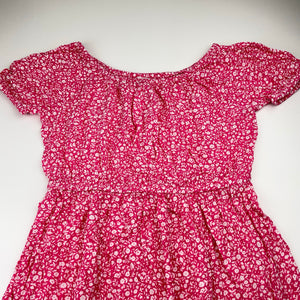 Girls Anko, pink & white floral viscose dress, EUC, size 12, L: 67cm