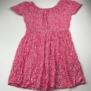 Girls Anko, pink & white floral viscose dress, EUC, size 12, L: 67cm