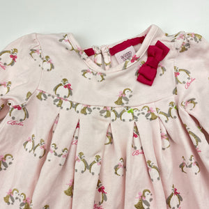 Girls BAKER BABY, stretch cotton long sleeve dress, penguins, FUC, size 0, L: 35cm