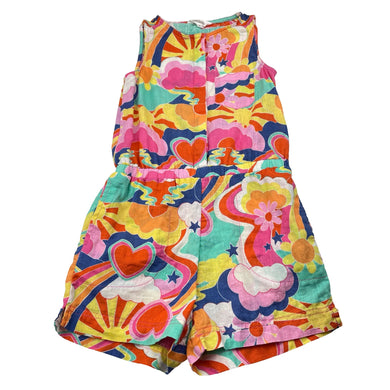 Girls Milkshake, bright, colourful, linen / cotton playsuit, EUC, size 6,  