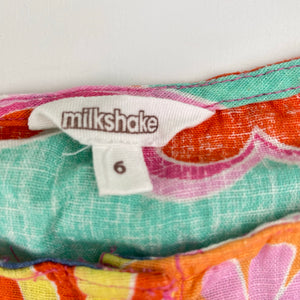 Girls Milkshake, bright, colourful, linen / cotton playsuit, EUC, size 6,  