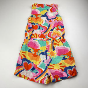 Girls Milkshake, bright, colourful, linen / cotton playsuit, EUC, size 6,  