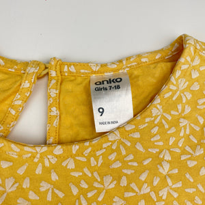 Girls Anko, yellow cotton playsuit, EUC, size 9,  