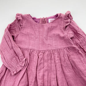 Girls La Sienna Couture, pink organic cotton long sleeve dress, GUC, size 3, L: 46cm