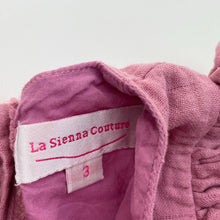 Load image into Gallery viewer, Girls La Sienna Couture, pink organic cotton long sleeve dress, GUC, size 3, L: 46cm
