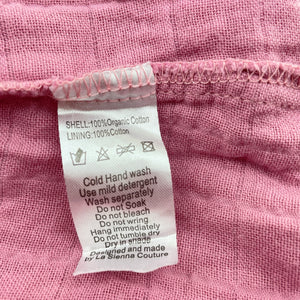 Girls La Sienna Couture, pink organic cotton long sleeve dress, GUC, size 3, L: 46cm