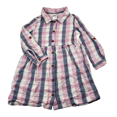 Girls Anko, checked long sleeve shirt dress, GUC, size 3, L: 48cm