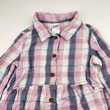 Load image into Gallery viewer, Girls Anko, checked long sleeve shirt dress, GUC, size 3, L: 48cm