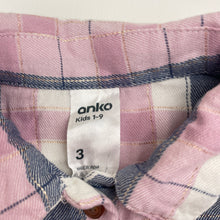 Load image into Gallery viewer, Girls Anko, checked long sleeve shirt dress, GUC, size 3, L: 48cm