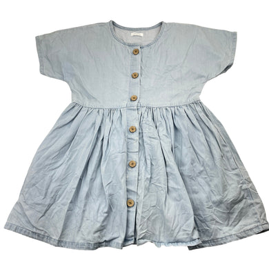 Girls Next, blue chambray cotton casual dress, FUC, size 3-4, L: 56cm
