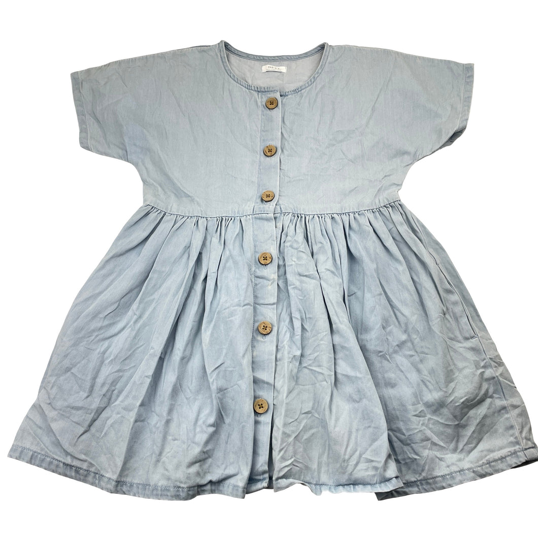 Girls Next, blue chambray cotton casual dress, FUC, size 3-4, L: 56cm