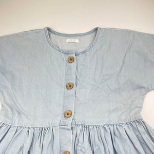 Girls Next, blue chambray cotton casual dress, FUC, size 3-4, L: 56cm