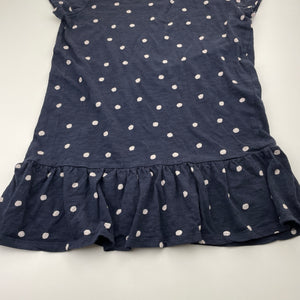 Girls Target, navy and white spot cotton dress, GUC, size 14, L: 65cm