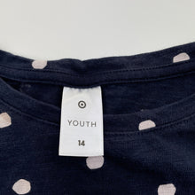 Load image into Gallery viewer, Girls Target, navy and white spot cotton dress, GUC, size 14, L: 65cm