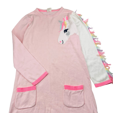 Girls Tutus & Tambourines, knitted long sleeve dress, unicorn, EUC, size 10, L: 70cm