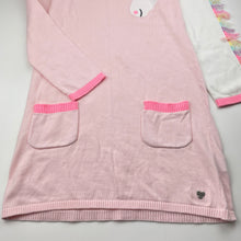 Load image into Gallery viewer, Girls Tutus &amp; Tambourines, knitted long sleeve dress, unicorn, EUC, size 10, L: 70cm