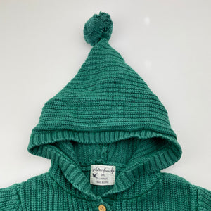 Unisex Wilson + Frenchy, cotton / bamboo / wool knit hooded sweater / cardigan, EUC, size 000,  