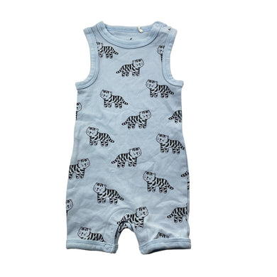 Boys Country Road, organic cotton blend romper, tigers, EUC, size 000,  