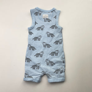 Boys Country Road, organic cotton blend romper, tigers, EUC, size 000,  
