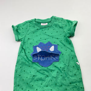 Boys Sprout, green cotton romper, dinosaur, EUC, size 000,  