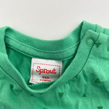 Load image into Gallery viewer, Boys Sprout, green cotton romper, dinosaur, EUC, size 000,  