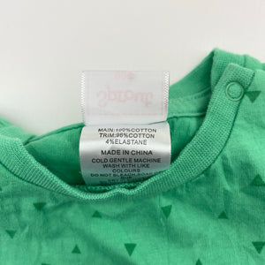 Boys Sprout, green cotton romper, dinosaur, EUC, size 000,  
