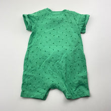 Load image into Gallery viewer, Boys Sprout, green cotton romper, dinosaur, EUC, size 000,  