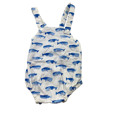 Unisex lightweight, summer romper, whales, EUC, size 00,  