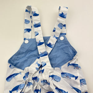 Unisex lightweight, summer romper, whales, EUC, size 00,  