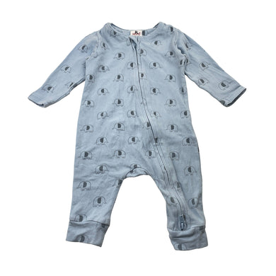 Unisex Seed, stretchy zip romper, elephants, FUC, size 000,  