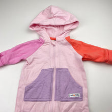Load image into Gallery viewer, Girls Jack &amp; Milly, colour block cotton zip hooded romper, EUC, size 000,  