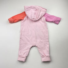 Load image into Gallery viewer, Girls Jack &amp; Milly, colour block cotton zip hooded romper, EUC, size 000,  